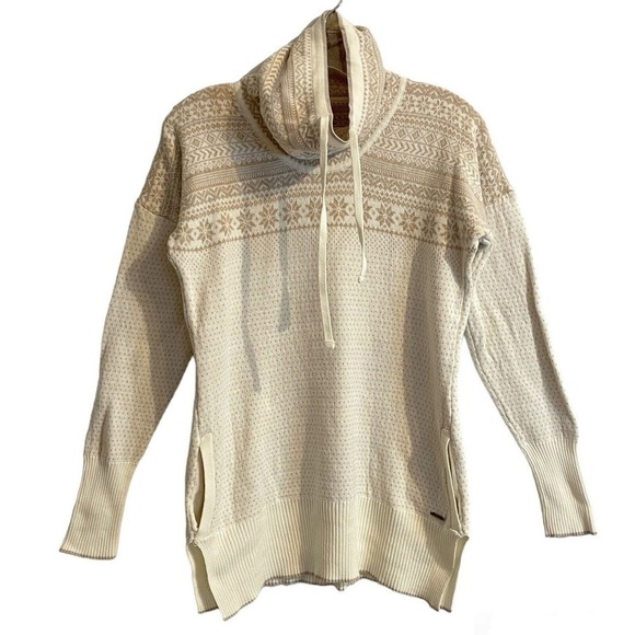 Avalanche Sweaters - Avalanche Drawstring Cowl Neck Womens Tunic Sweater Cream Brown Pockets …